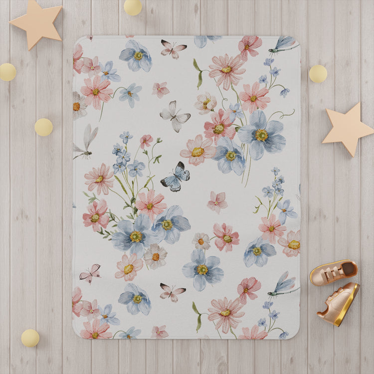 Soft Floral With Butterflies Toddler Blanket